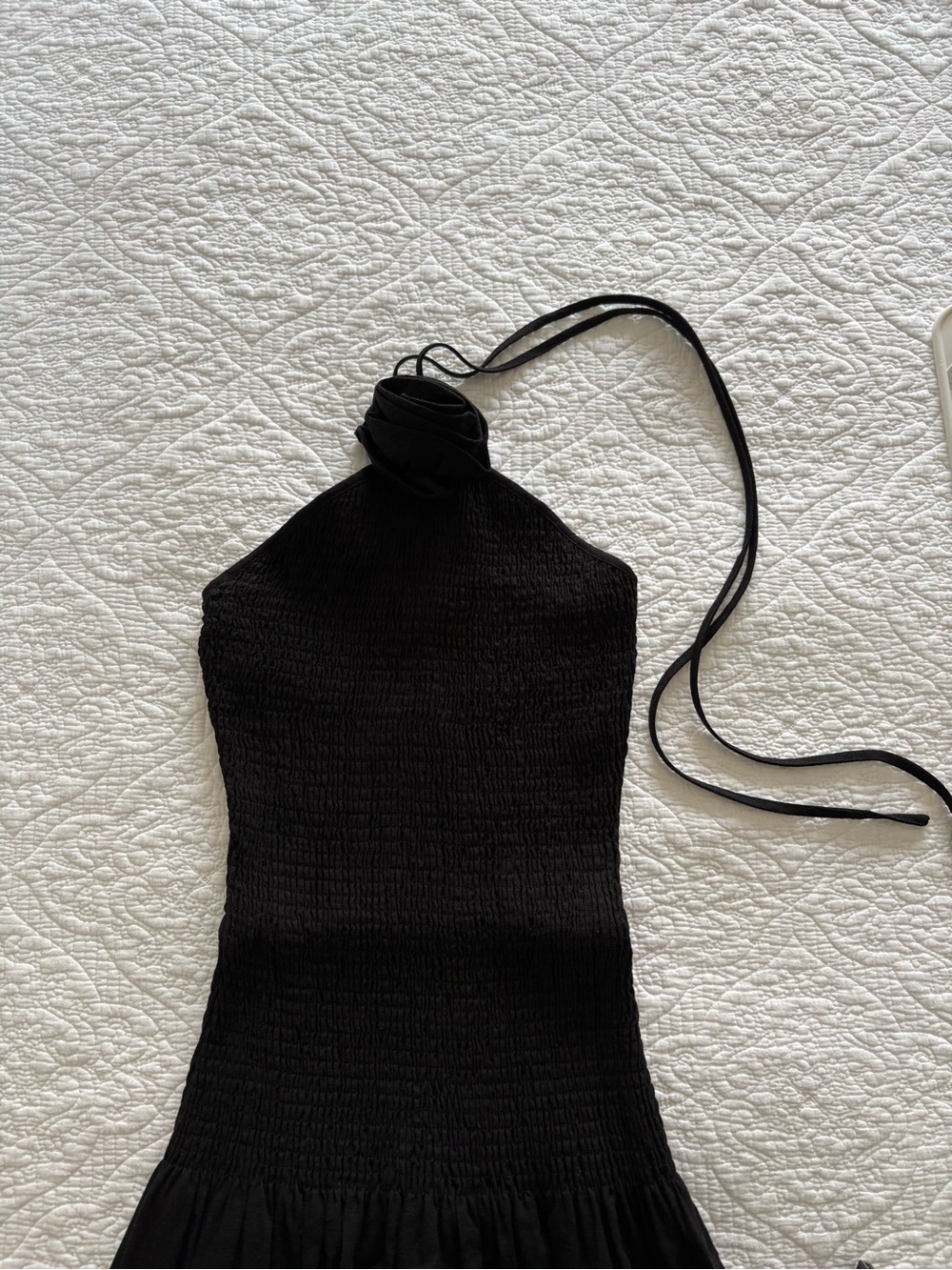 Black Halter Smocked Maxi Dress